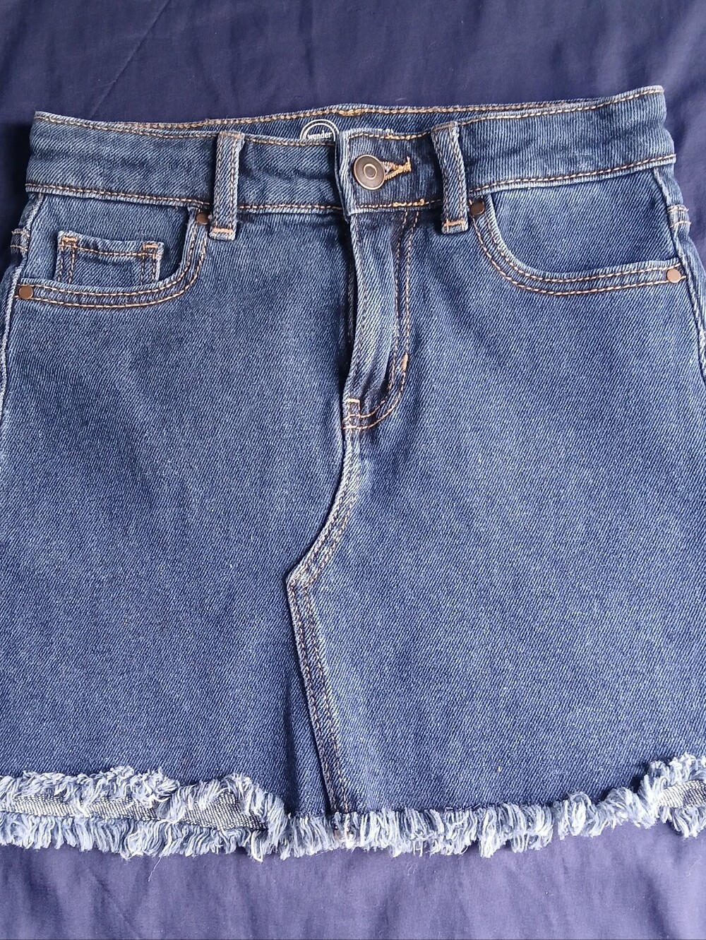 wonder nation Blue Denim Frayed Hem Jean Skirt Size 7/8